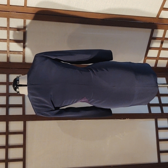 Niteline Della Roufogali Navy Front Cascade at the Waist Cocktail Dress Sz 4 - Picture 6 of 11